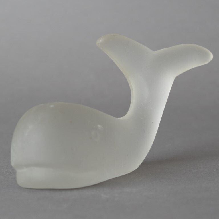 Mid Century Frosted Glass Whale Paperweight Figure photo Home Decor