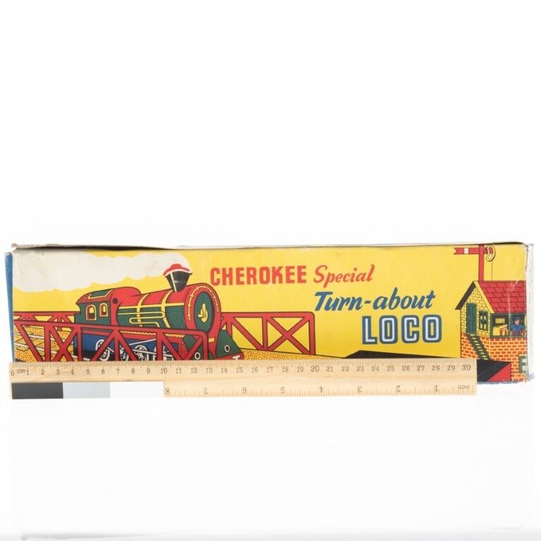 Vintage “Cherokee Special Turn About Loco” Tinplate Toy Train Set photo Home Decor