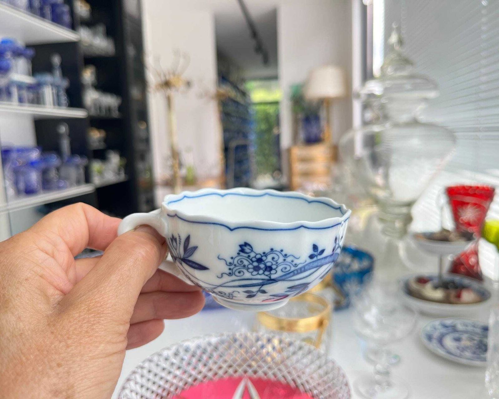 Blauw Uien Vintage Theekopje En Schotel | (6) Hutschenreuther photo for sale