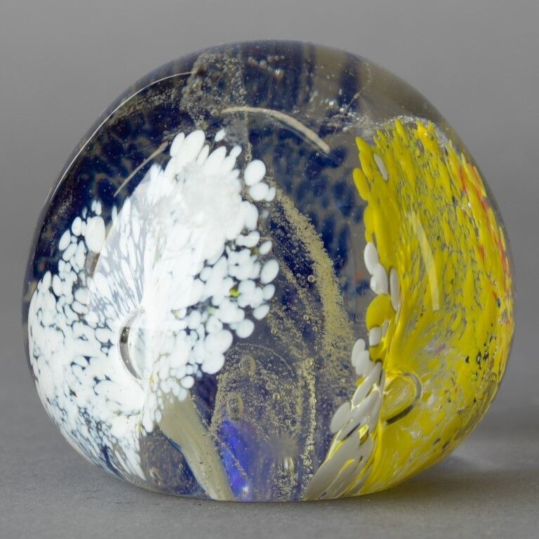 Murano Venetian Hand Blown Millefiori Glass Paperweight