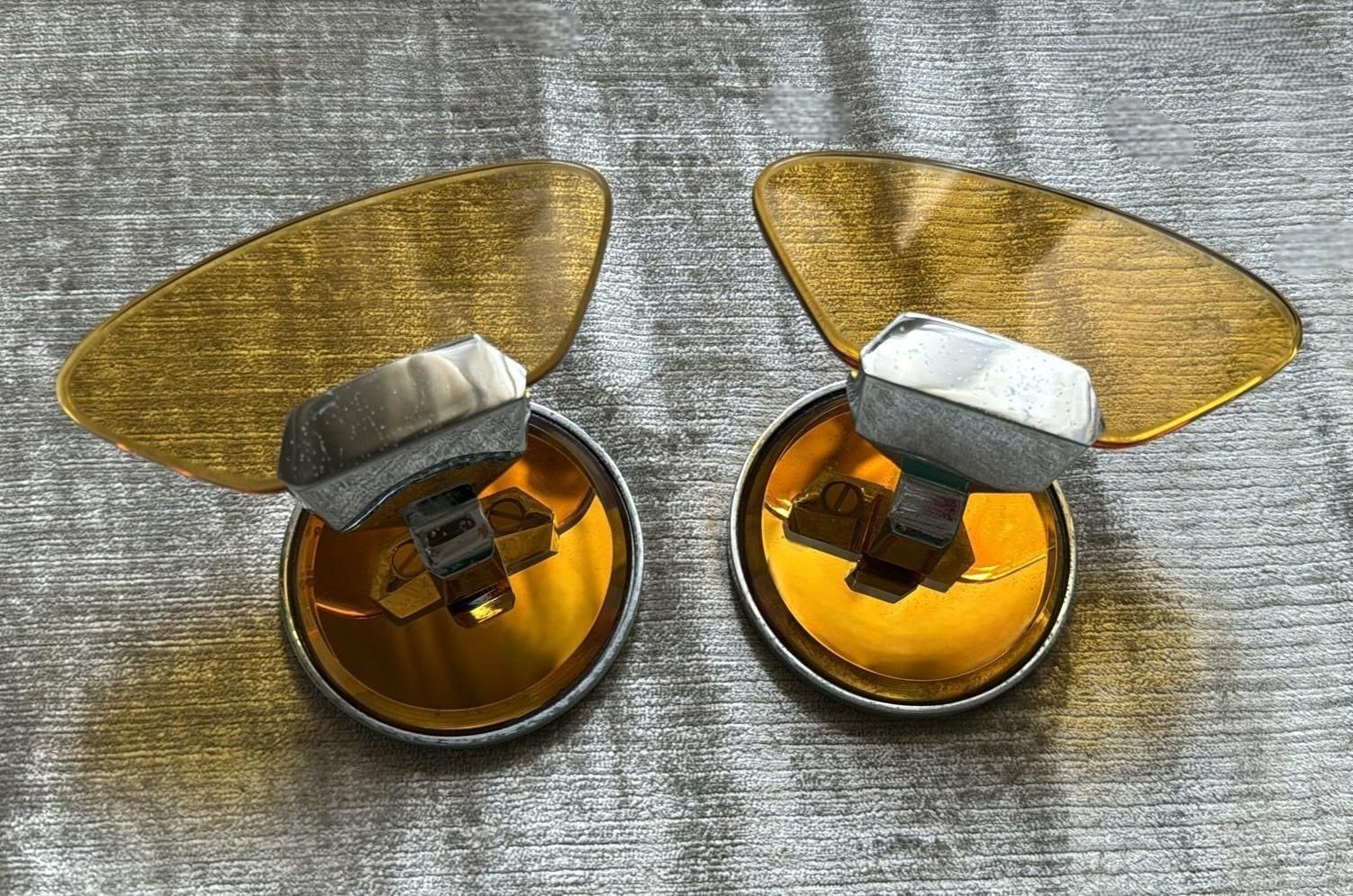 photo for sale Veca For Fontana Arte Pair Of Italian Wall Hooks In Steel And Crystal