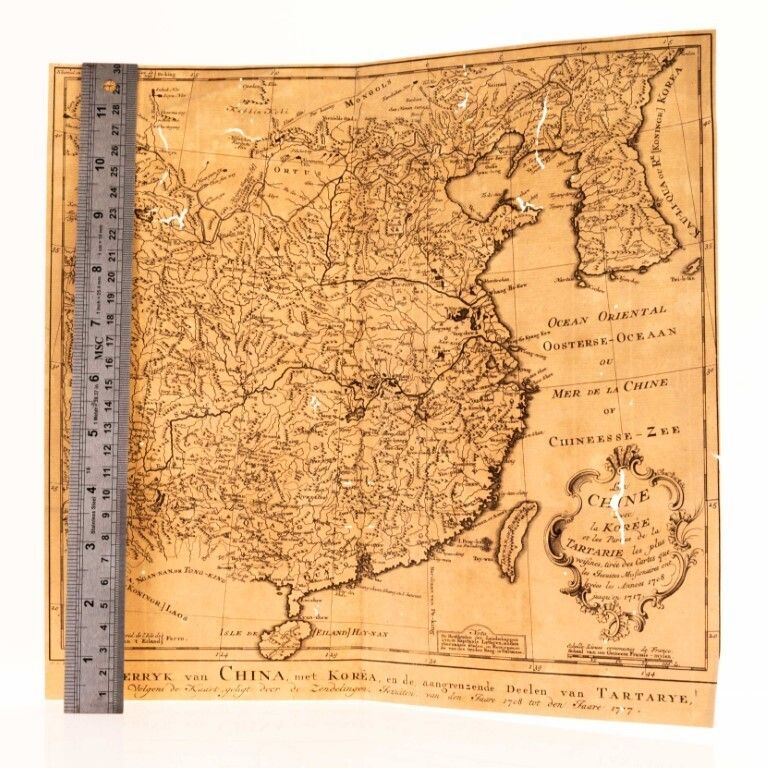 Antique 18th Century Engraving Survey Map By Bellin & Schley, Depicting China, Korea & Central Asia photo for sale
