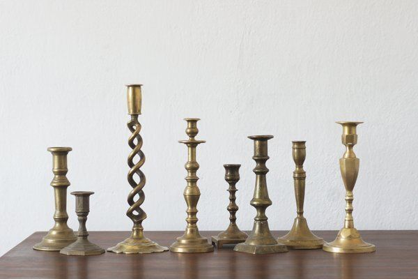 Vintage Brass Candlesticks, 1960s, Set Of 8
