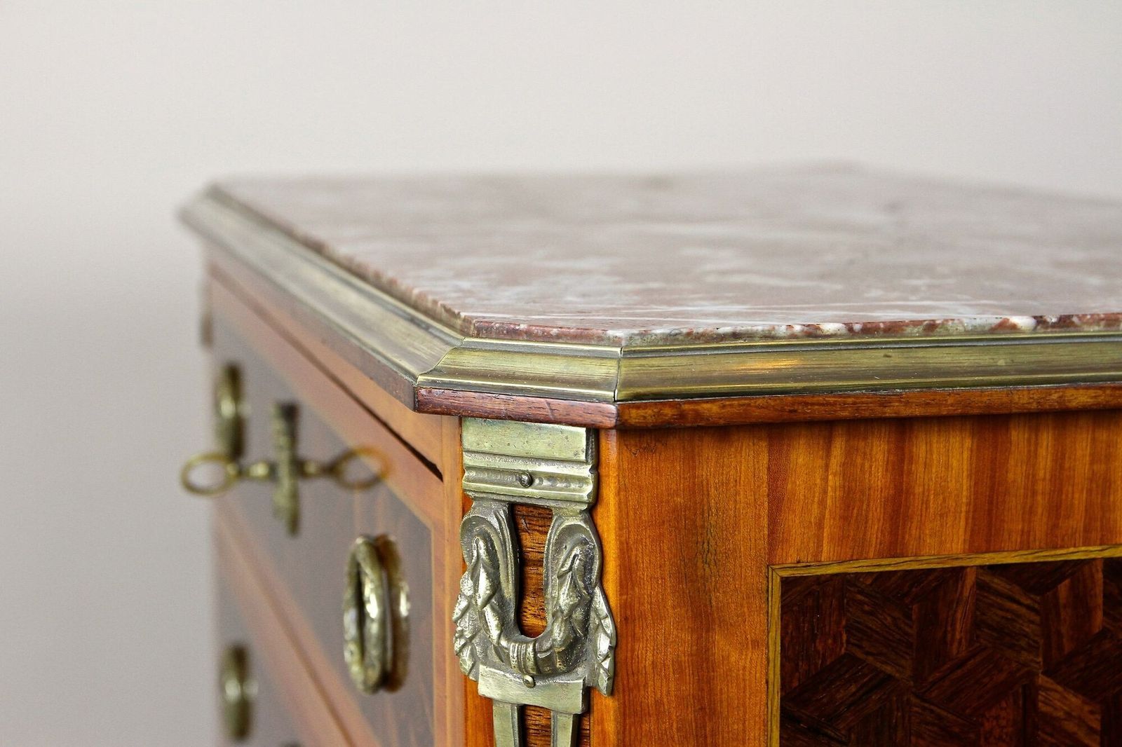 photo buy 19th Century Marquetry Chest Of Drawers, Transitional Style, France Ca. 1870