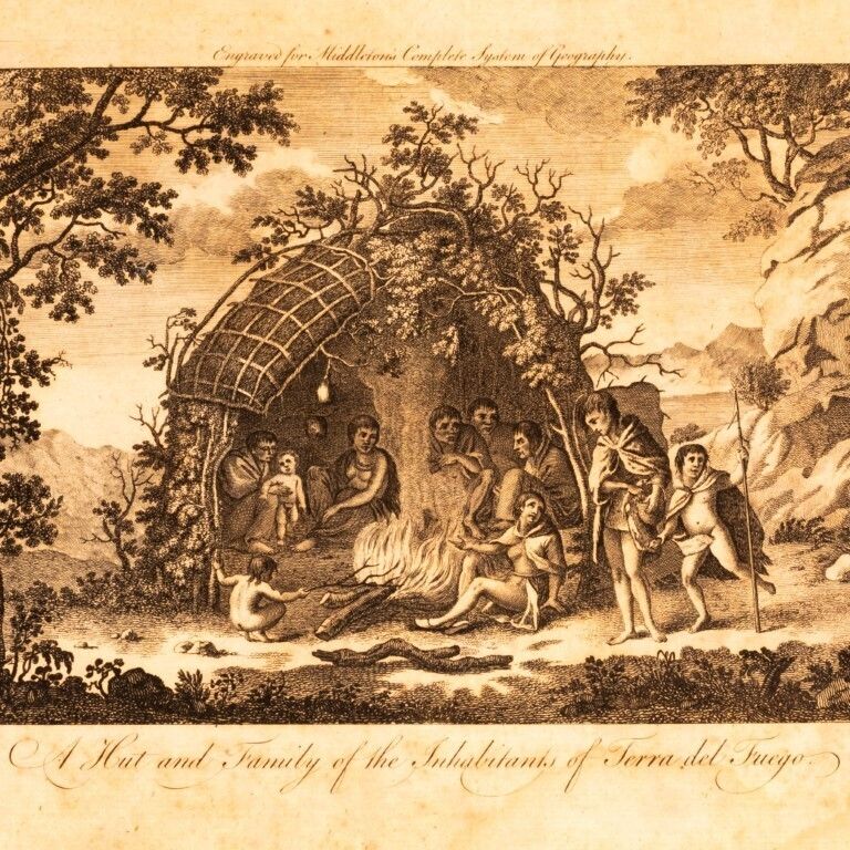 Natives Of Tierra Del Fuego South America Antique Engraving photo furniture
