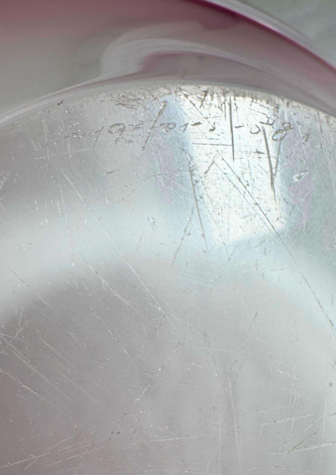 photo vinterior Paul Kedelv For Flygfors Sweden 'Coquille' Huge 6kg Centrepiece Pink Bowl Signed