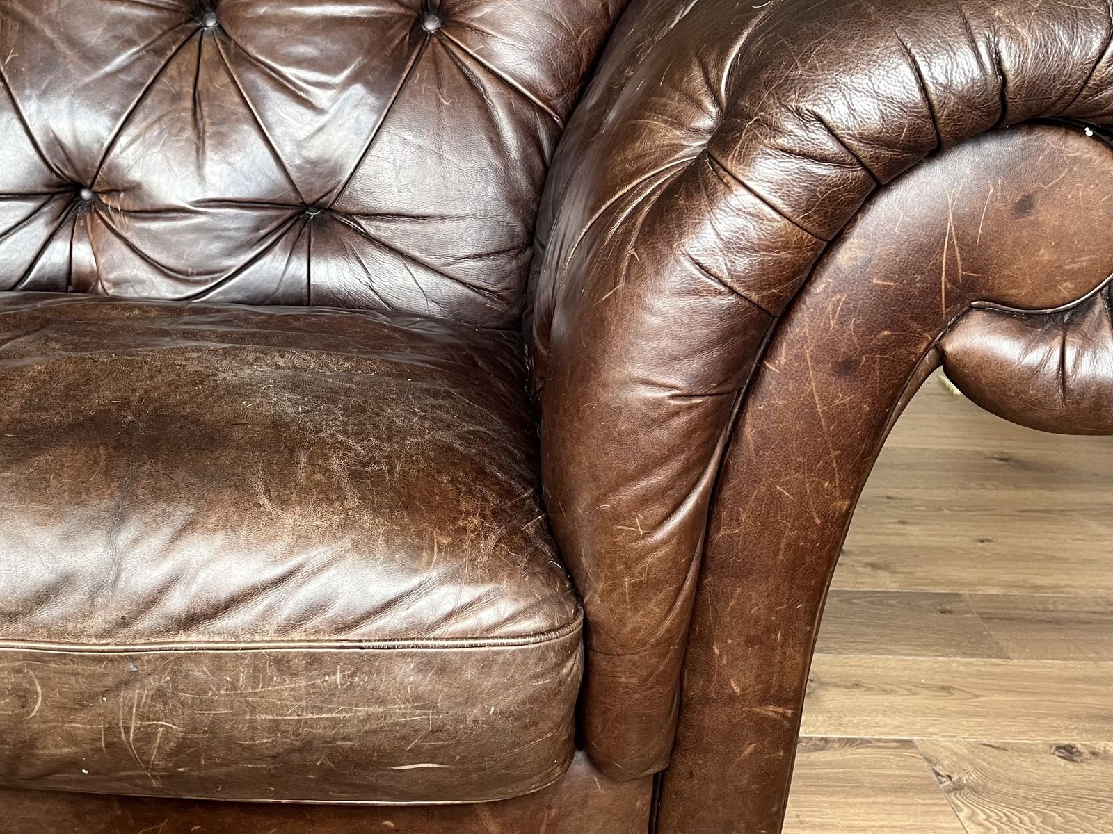 photo buy Natuzzi ‘Chesterfield’ Brown Leather Three Seater Sofa