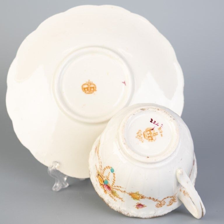 Antique Art Nouveau Bow Porcelain Ceramic Teacup & Saucer photo furniture
