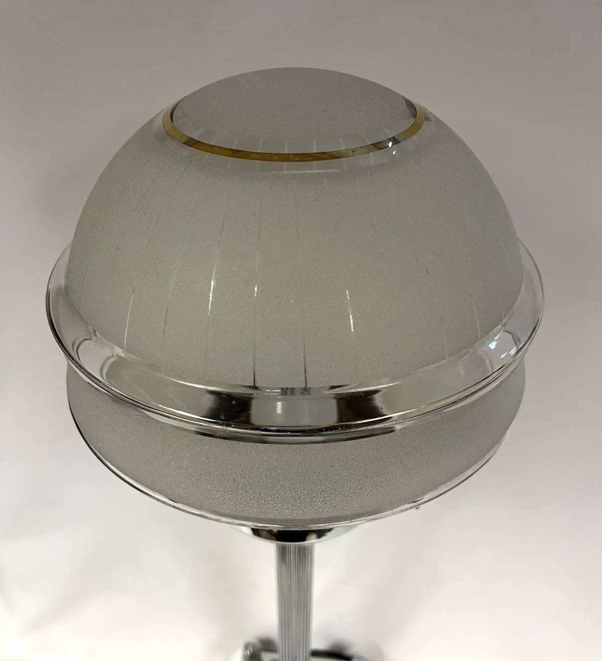 1930s Art Deco Metal Nelson Column Table Lamp & Glass Shade Rewired photo 450.0