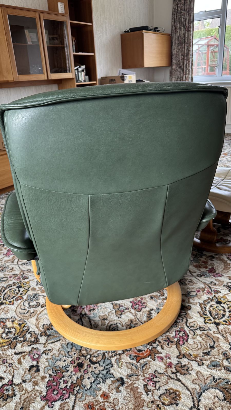 Green Stressless Consul Medium Recliner Leather Armchair photo for sale