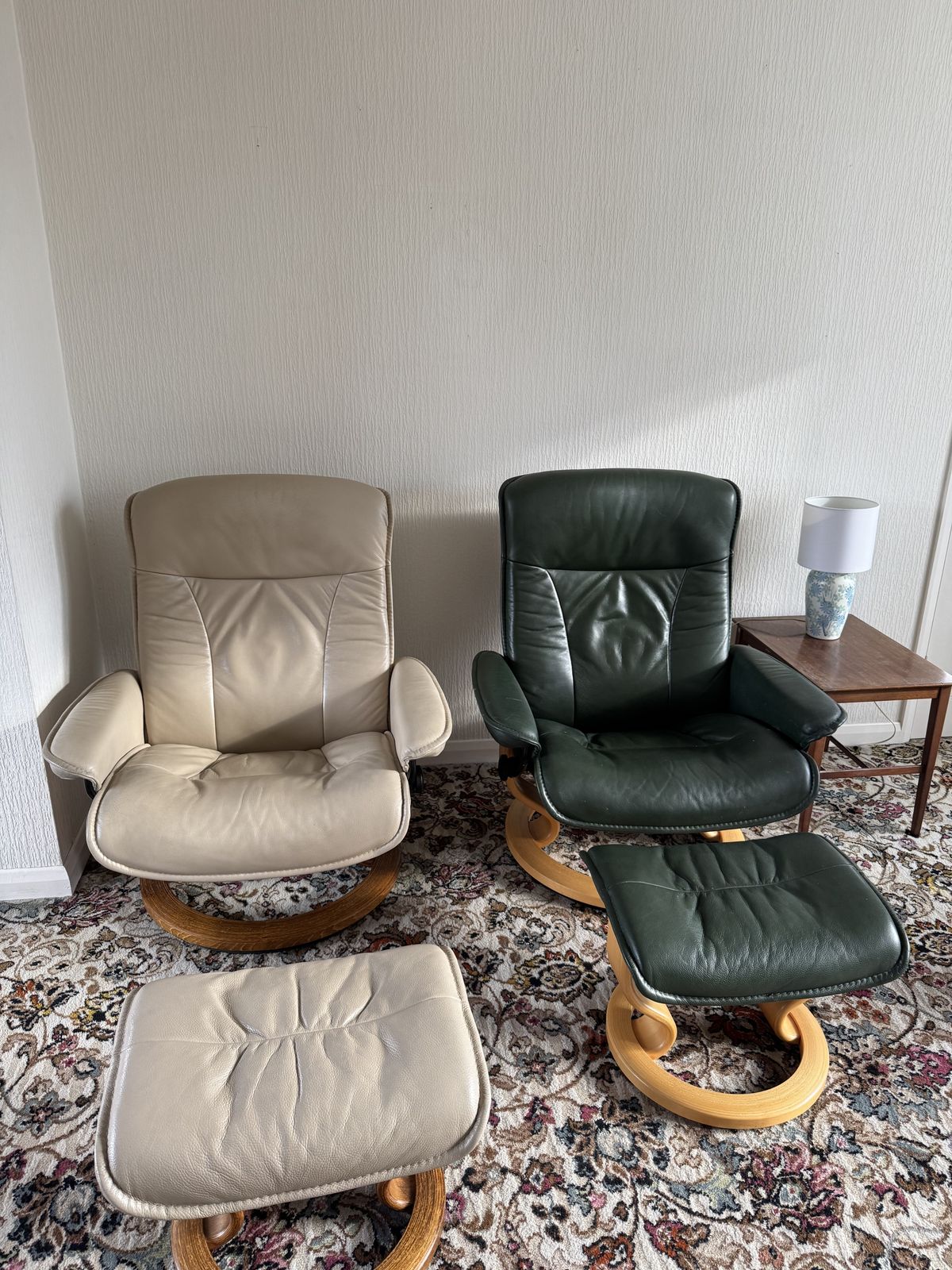 Green Stressless Consul Medium Recliner Leather Armchair photo vinterior