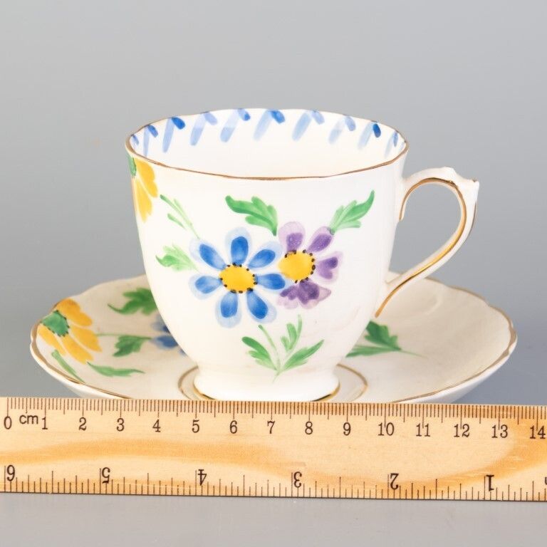 Royal Tuscan Porcelain Ceramic Art Deco Teacup & Saucer photo for sale