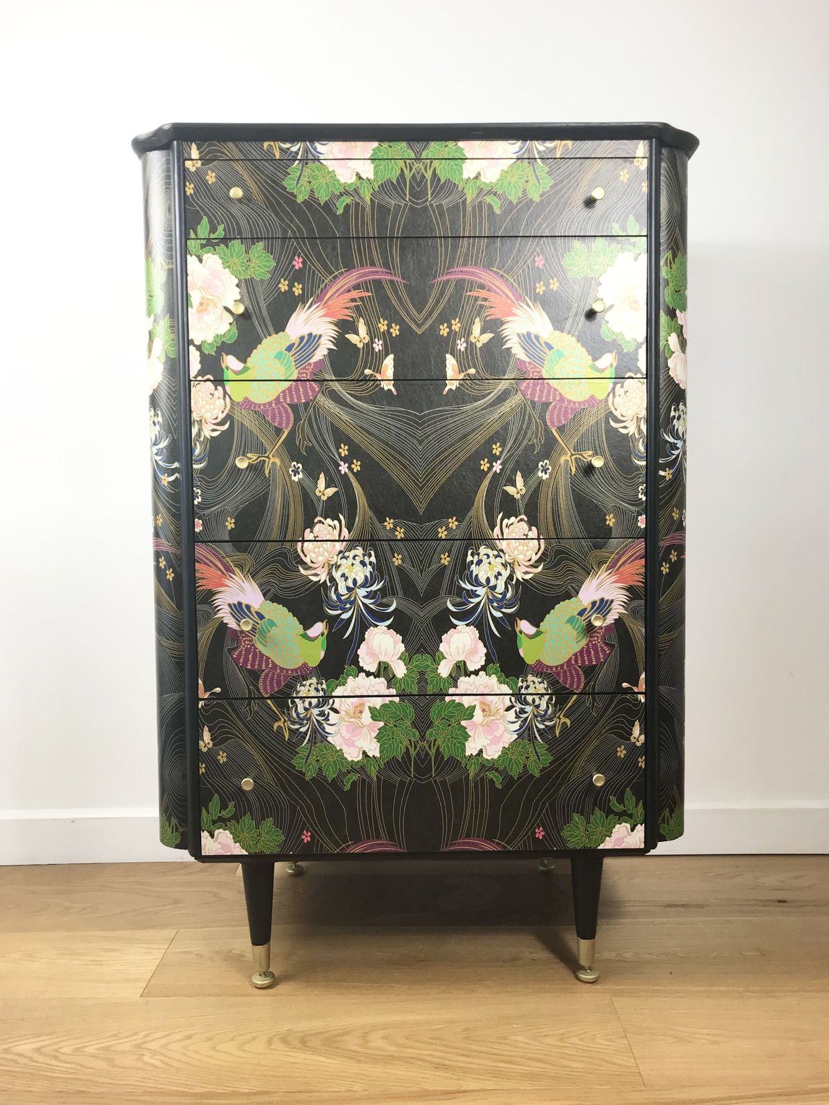 Upcycled Homeworthy 5 Drawer Chest With Phoenix Design photo for sale