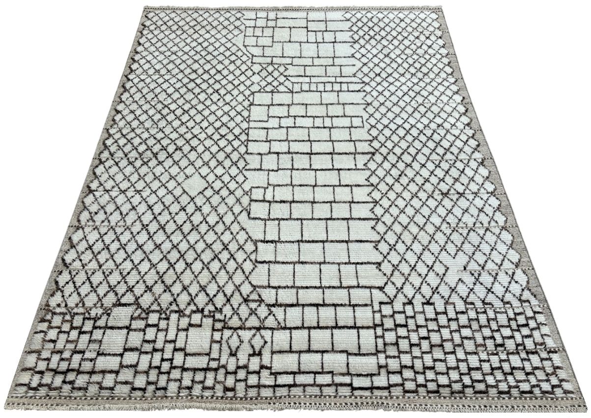 275x365 Cm Hand Knotted Moroccan Design Rug. Vintage Handmade Beni Ourain Carpet. 100% Natural Wool. 9x12 Ft photo vinterior