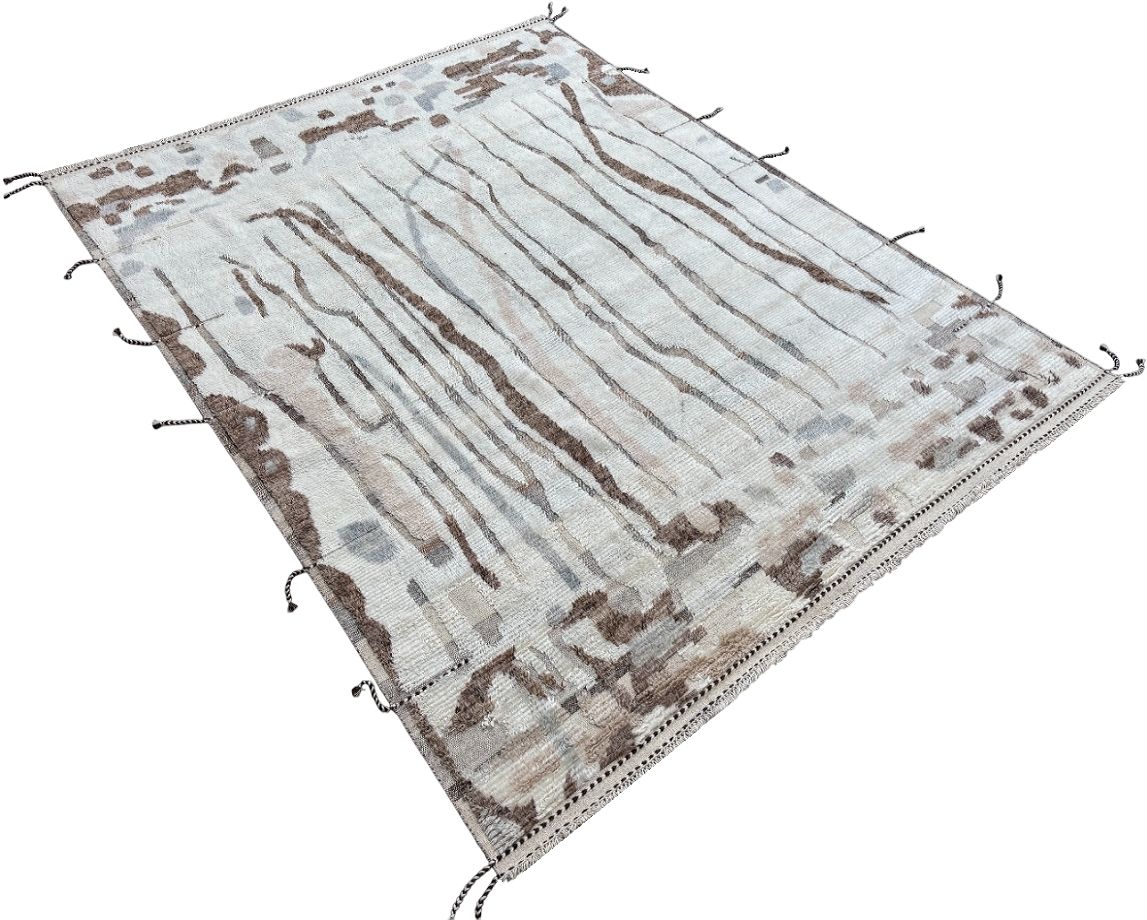 275x365 Cm Hand Knotted Moroccan Style Rug. Vintage Beni Ourain Carpet. 100% Natural Wool. 9x12 Ft photo for sale