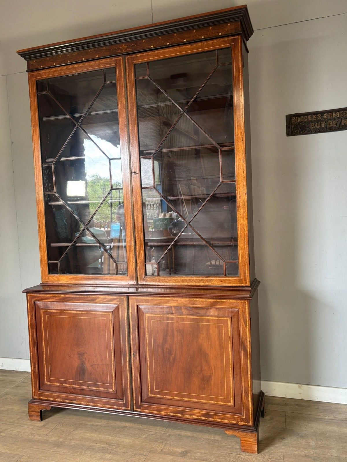 Inlaid Mahogany Astragal Glazed Cupboard Bookcase photo furniture