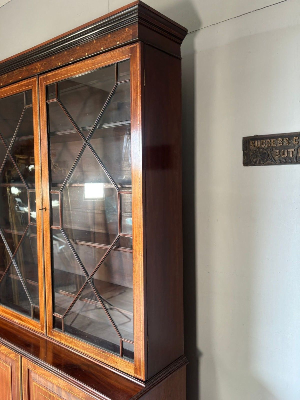 Inlaid Mahogany Astragal Glazed Cupboard Bookcase photo buy