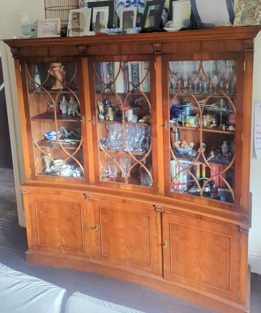 photo for sale Bevan And Funnell Yew Breakfront Cabinet 1980's Reprodux 1980's