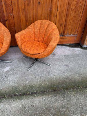 Mid Century Metal And Fabric Swivel Chairs, 1960s, Set Of 2 photo furniture