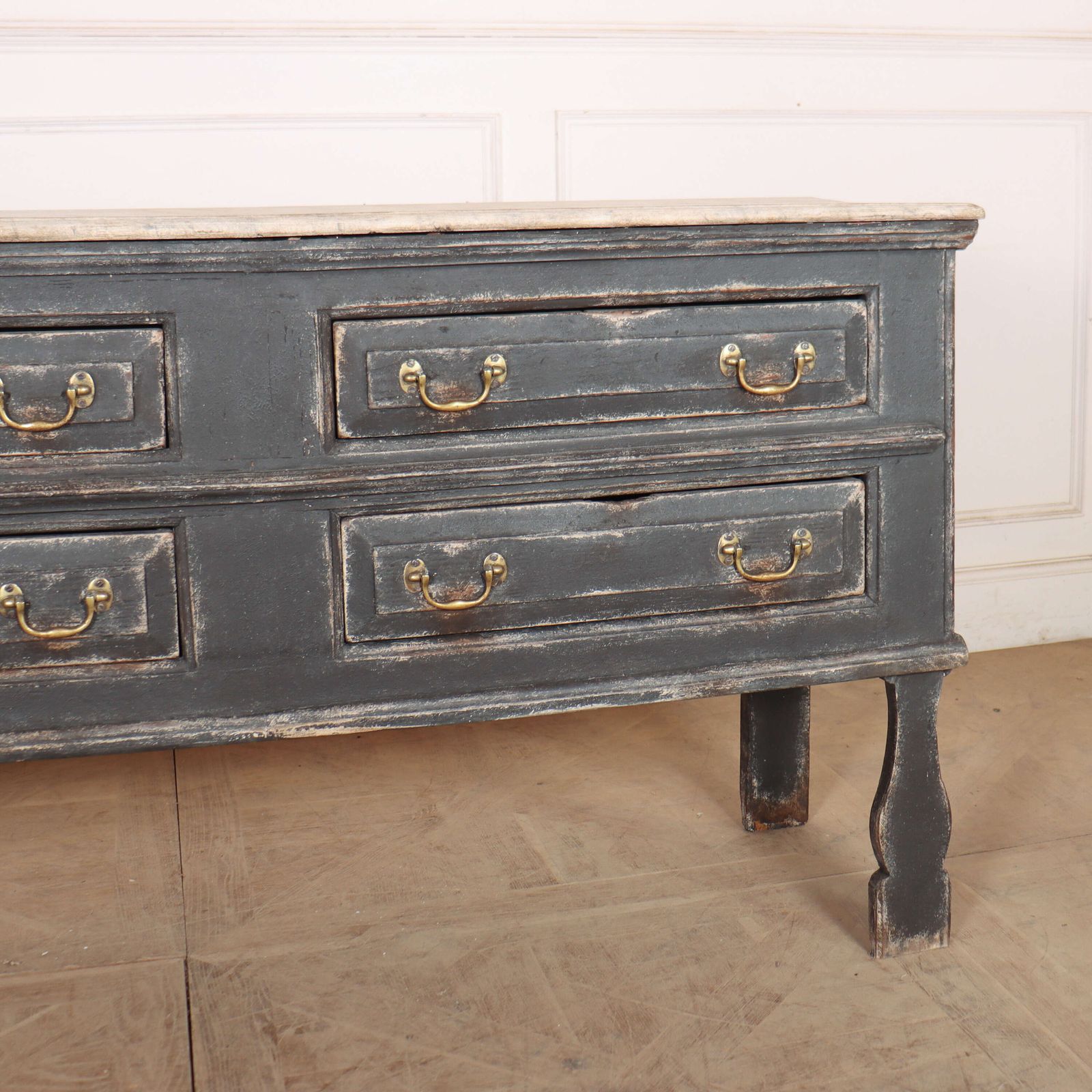 English Painted Dresser Base, 1700s photo for sale