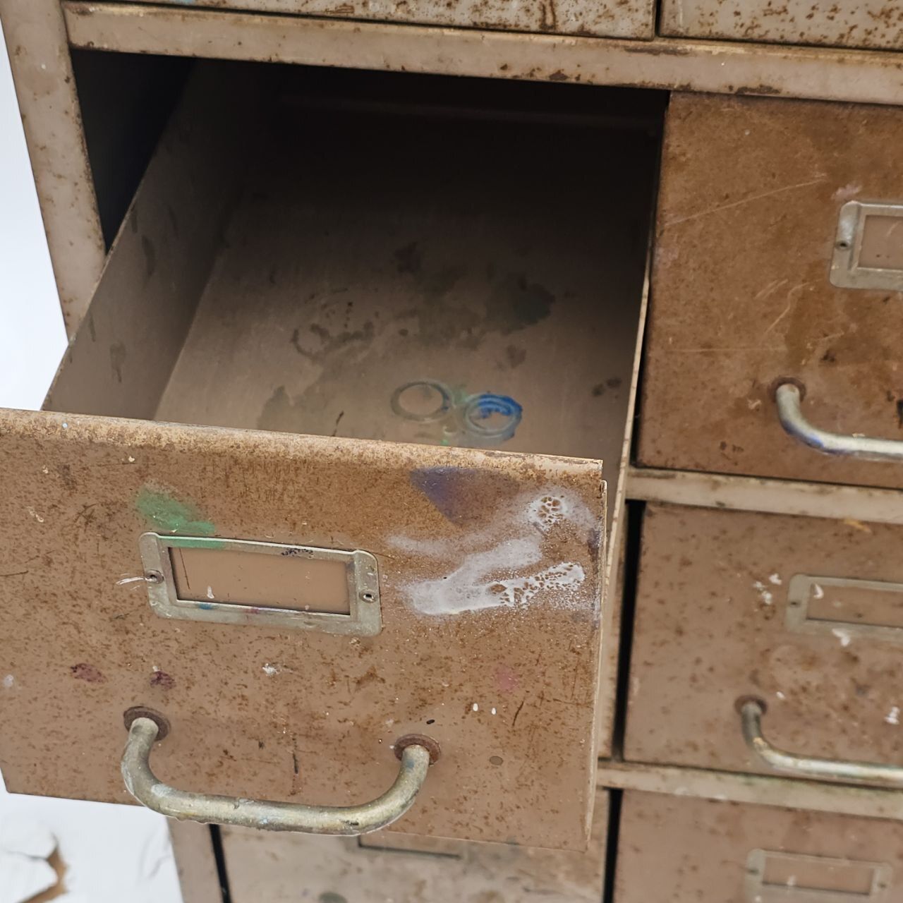 photo for sale Large 1950's Industrial Drawers With Patina