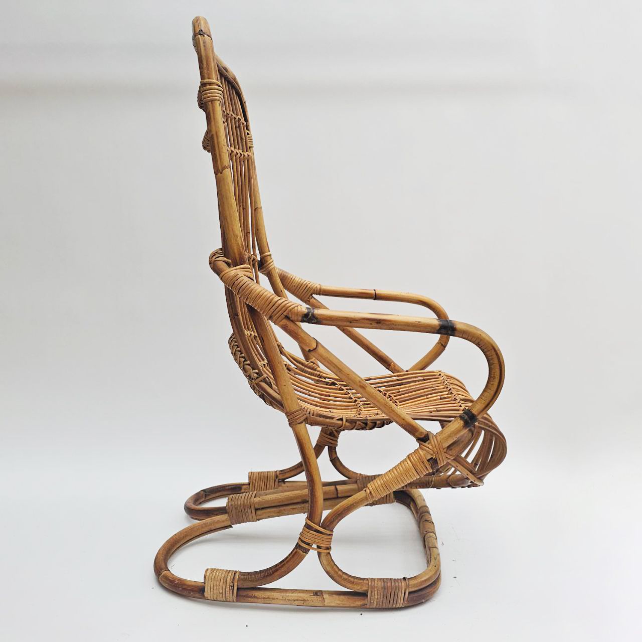 Tito Agnoli Bamboo Rattan Armchair, 1960s photo furniture