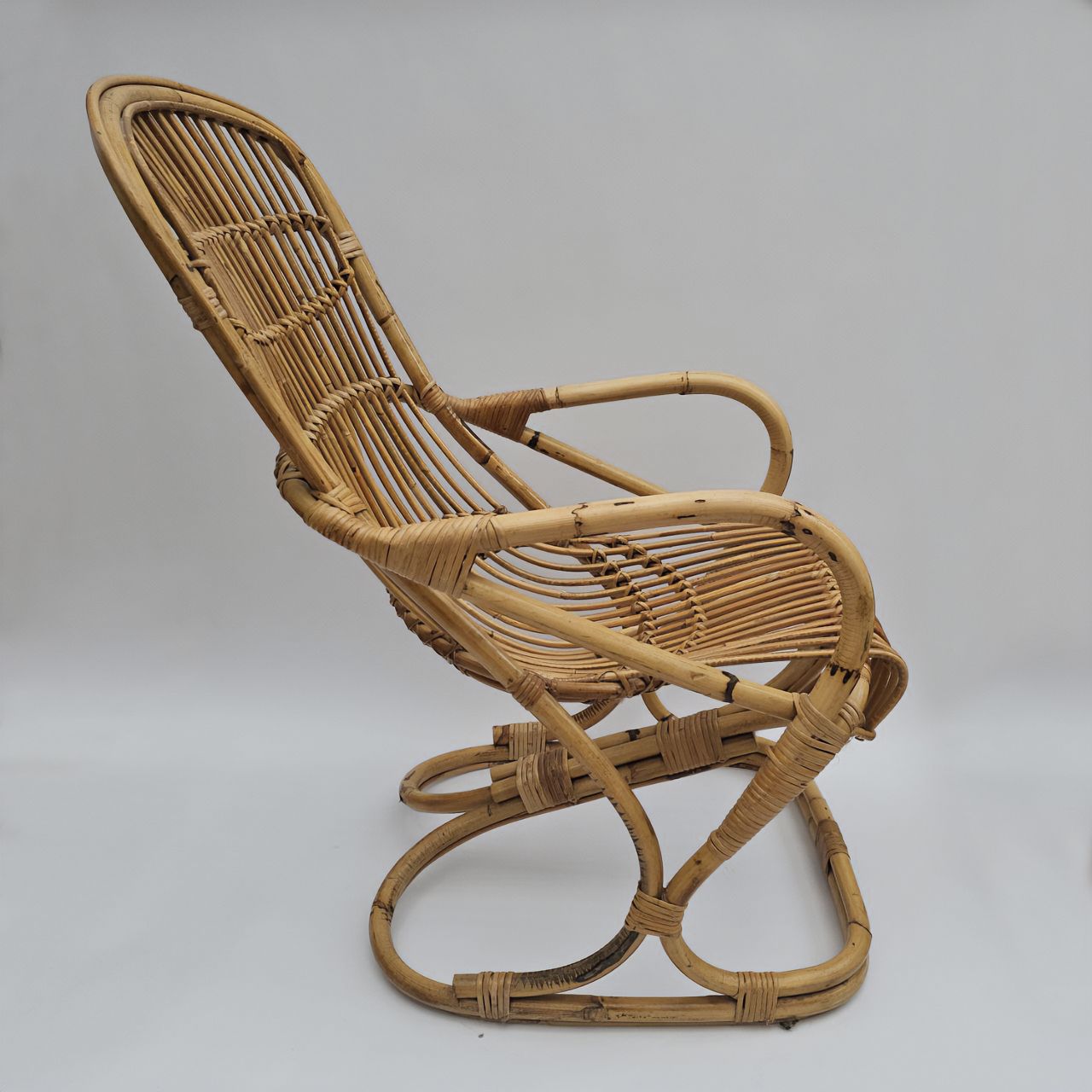 Tito Agnoli Bamboo Rattan Armchair, 1960s photo Furniture