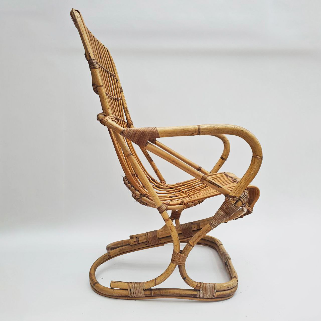 Tito Agnoli Bamboo Rattan Armchair, 1960s photo furniture