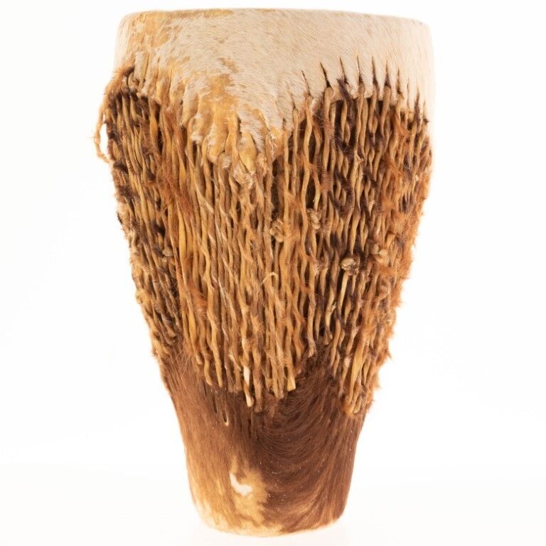 Antique African Tribal Animal Hide Wooden Drum photo furniture