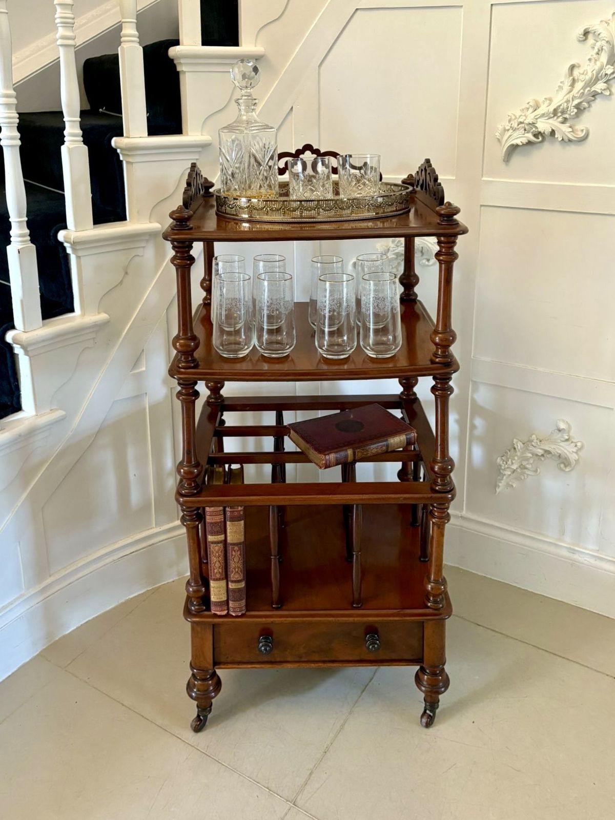 Antique 19th Century Quality Mahogany Free Standing Canterbury Whatnot photo vinterior