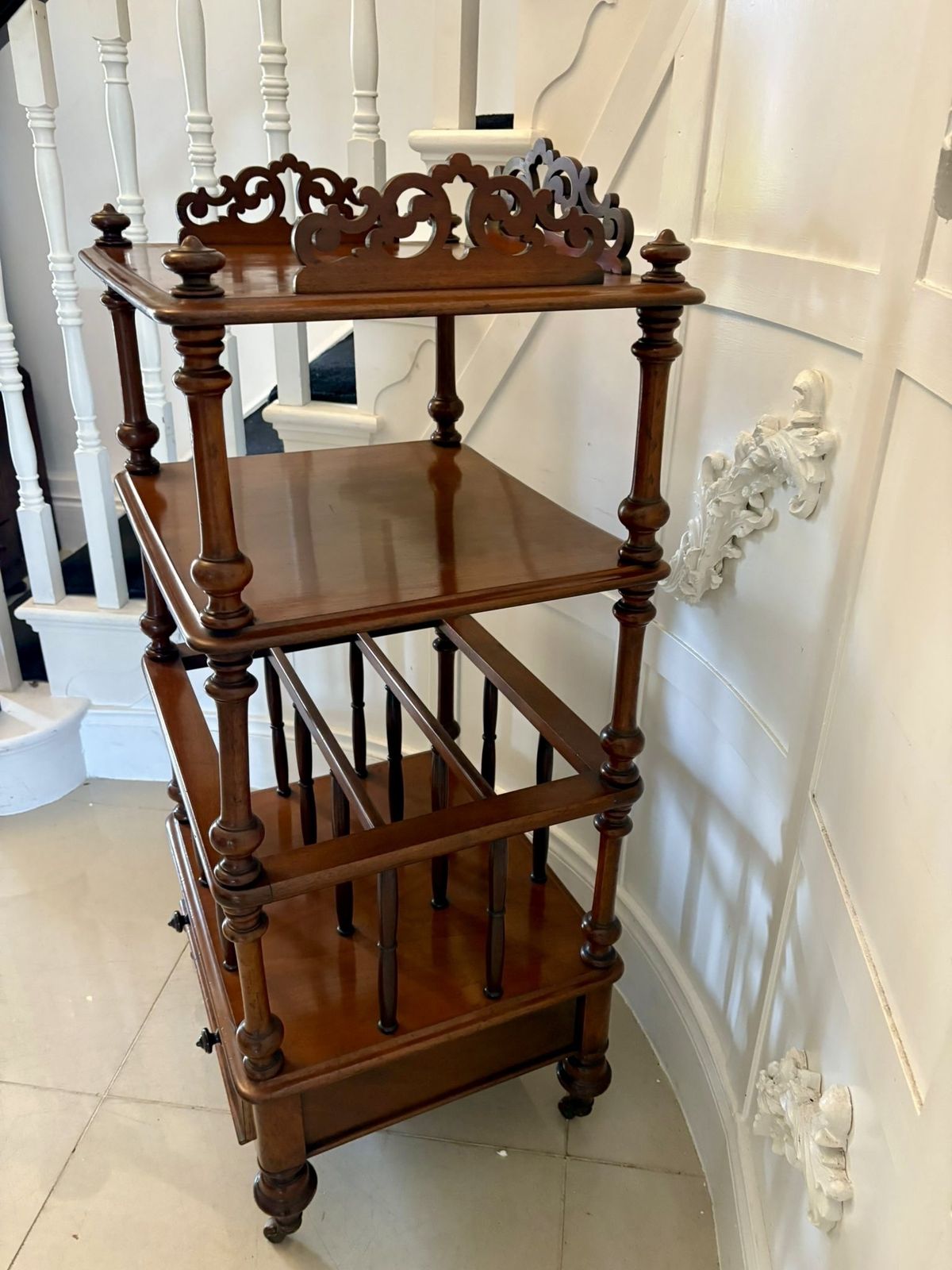 Antique 19th Century Quality Mahogany Free Standing Canterbury Whatnot photo vintage