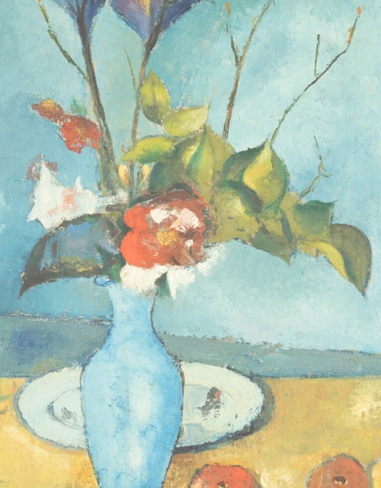 “Blue Vase” Still Life Oil Painting On Panel After Paul Cezanne photo for sale