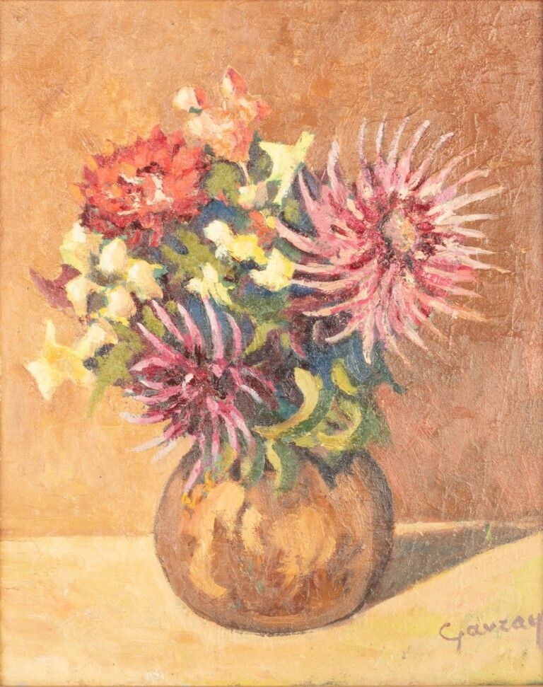 Flowers Still Life Flowers Oil Painting On Board Signed Gavzay