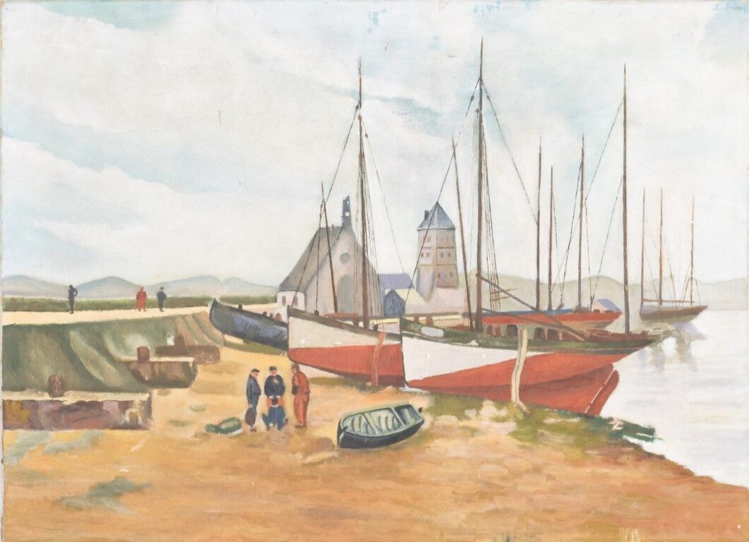 French Coastal Scene Oil Painting On Canvas