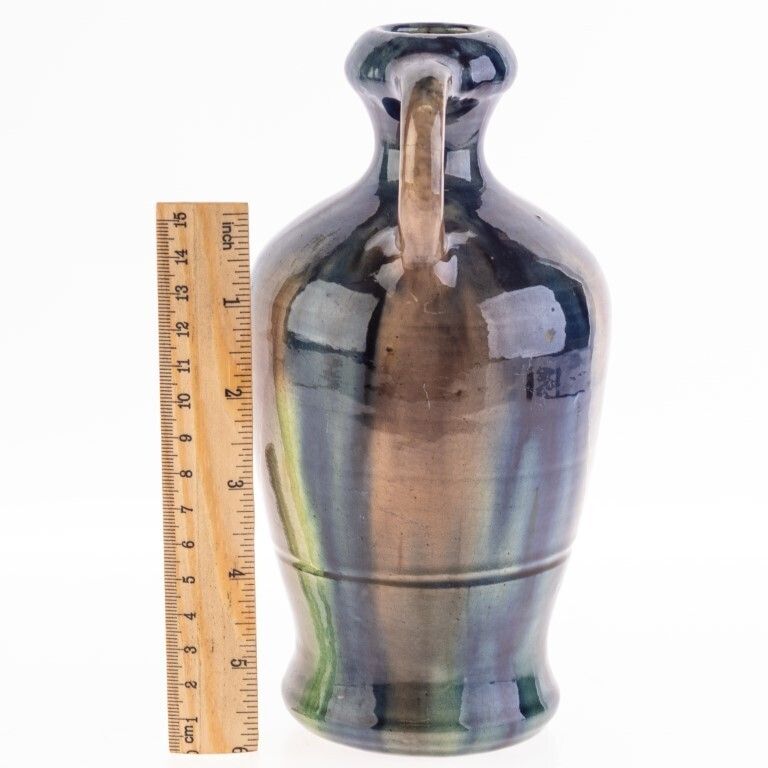 Antique Glazed Art Nouveau Ceramic Pottery Vase photo for sale