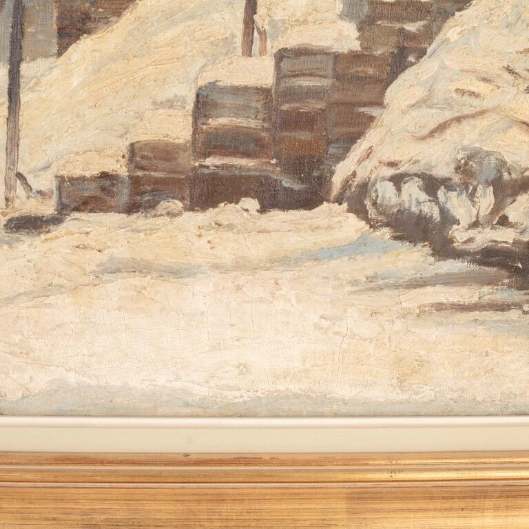 Winter Scene Oil Painting On Canvas Signed J Dupont Early 20th Century photo 275.0