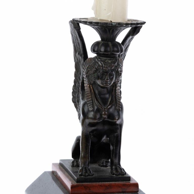 Pair Of Victorian Grand Tour Sphinx Candle Holders 19th Century photo Home Decor