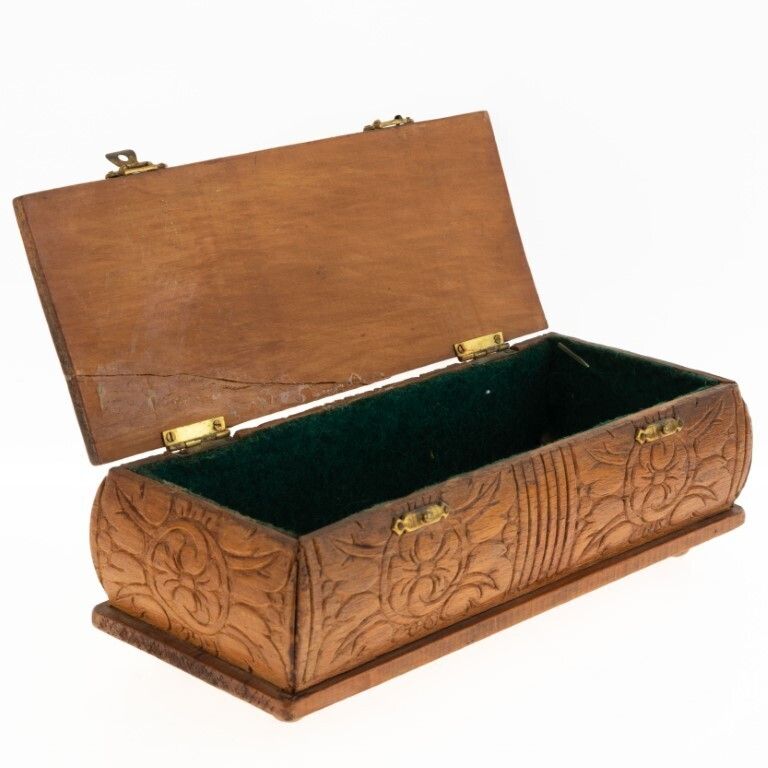 Antique Carved Wood Roses Wooden Box photo furniture