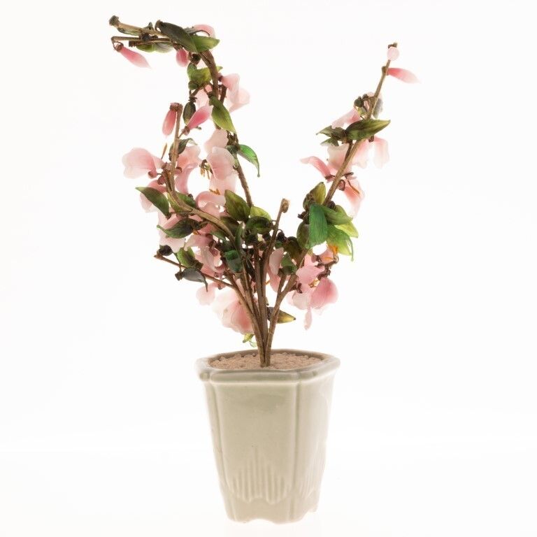 Chinese Celadon Porcelain Ceramic Carved Jade Flowers Vase photo furniture