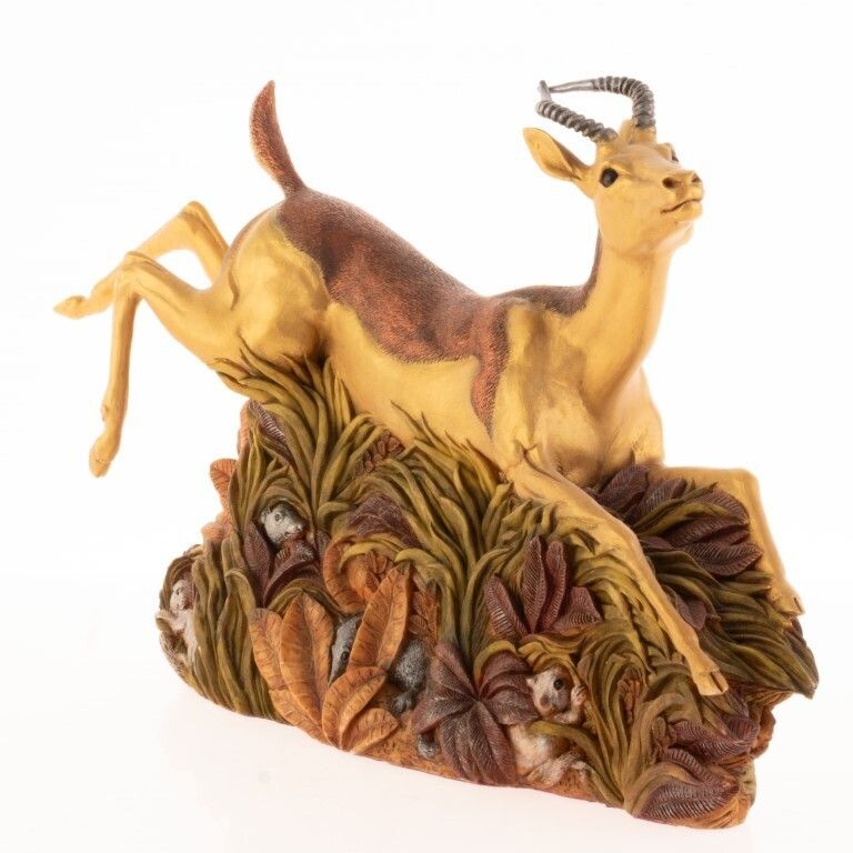Hand Painted Gazelle Sculpture By Ann Richmond