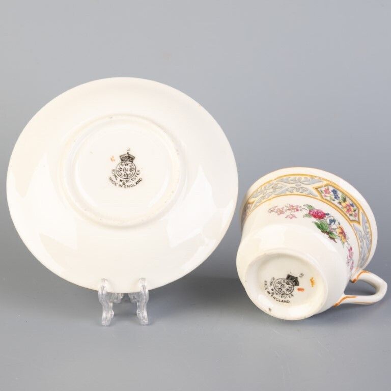 Royal Worcester Art Nouveau Porcelain Teacup With Saucer photo furniture