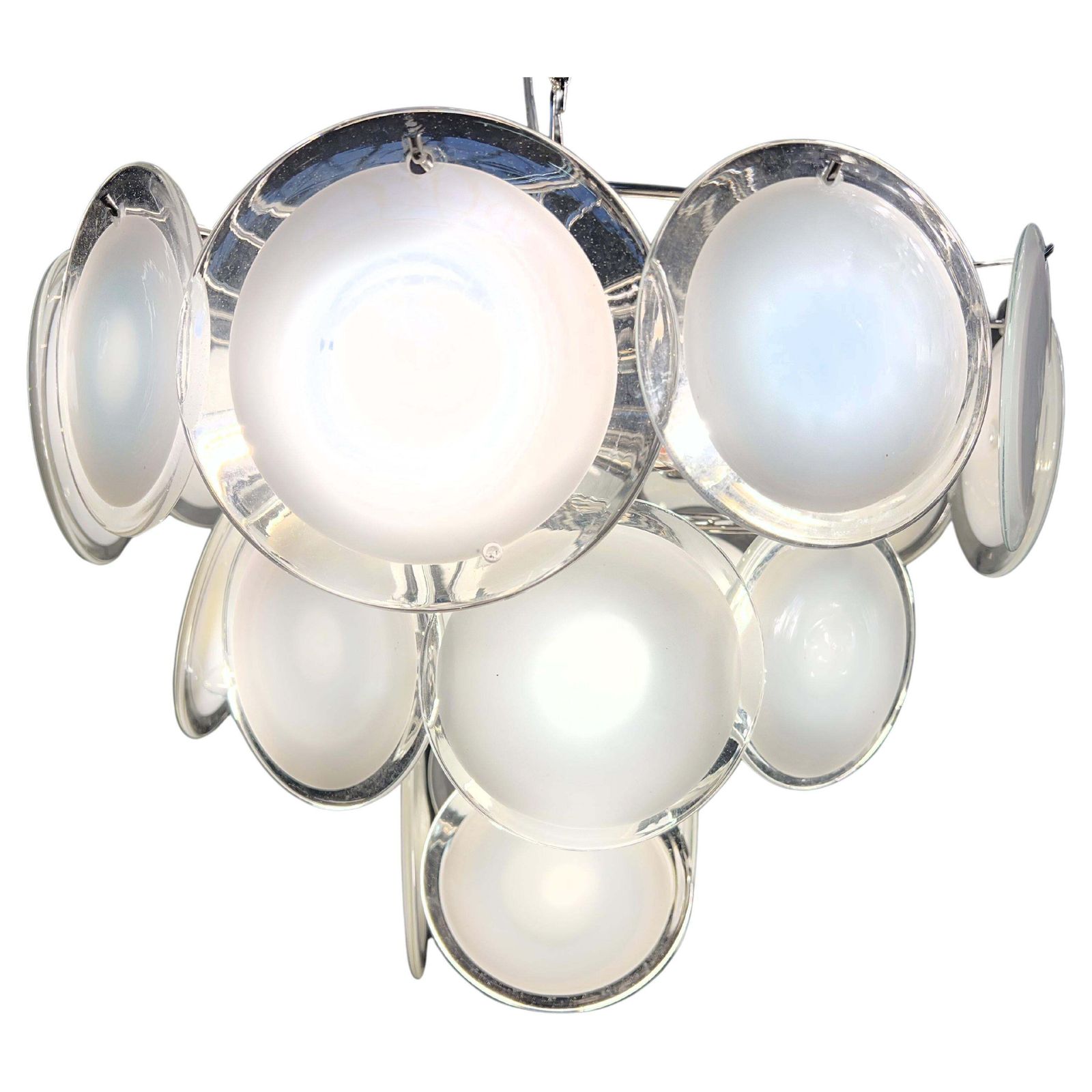 Disc White Murano Glass Chandelier By Vistosi