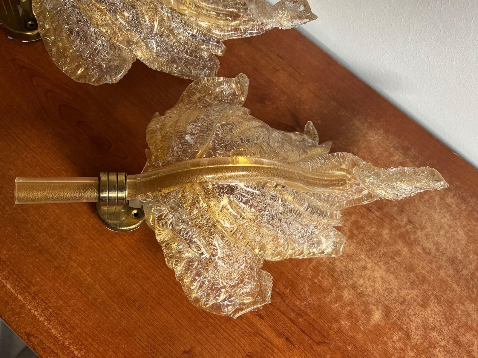 Luxurious Pair Of Wall Lamps By Barovier & Toso, Murano, 1980s photo Lighting