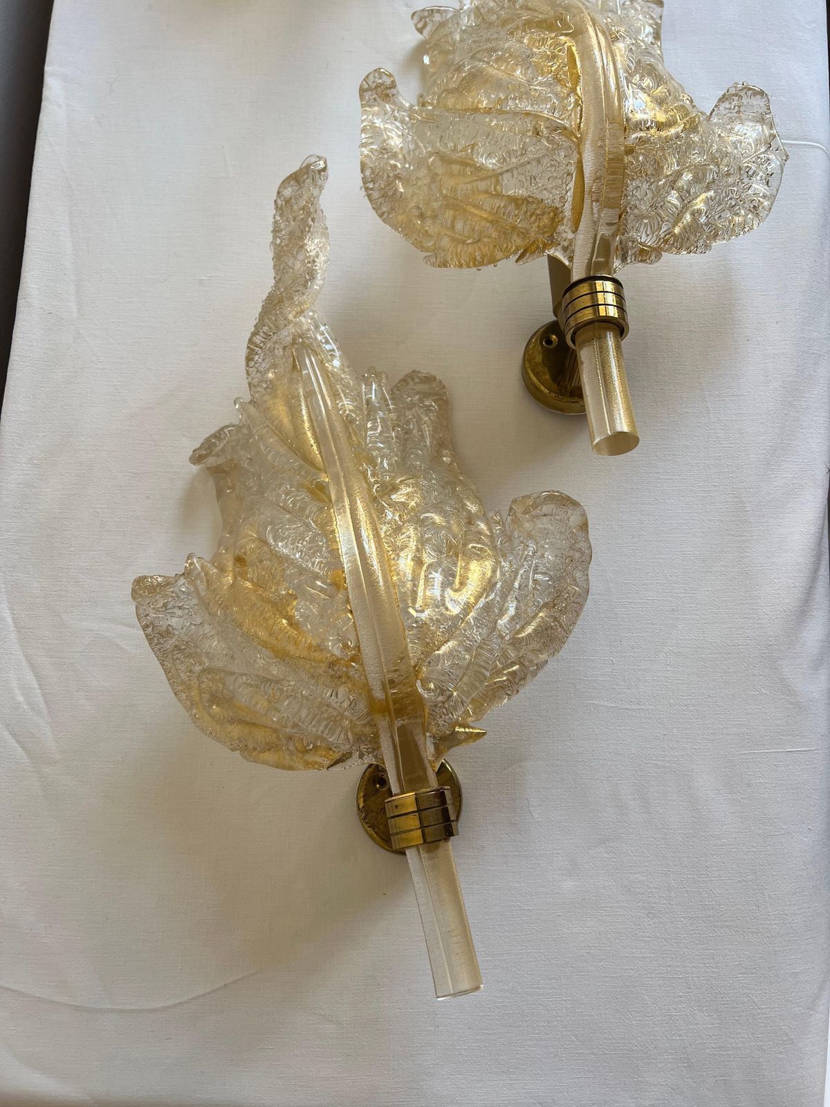 Luxurious Pair Of Wall Lamps By Barovier & Toso, Murano, 1980s photo buy