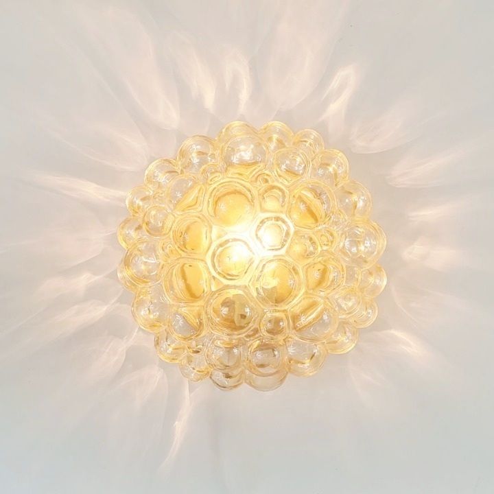 Mid Century Amber Bubble Glass Ceiling Light By Helena Tynell For Limburg, Germany, 1960s photo vinterior