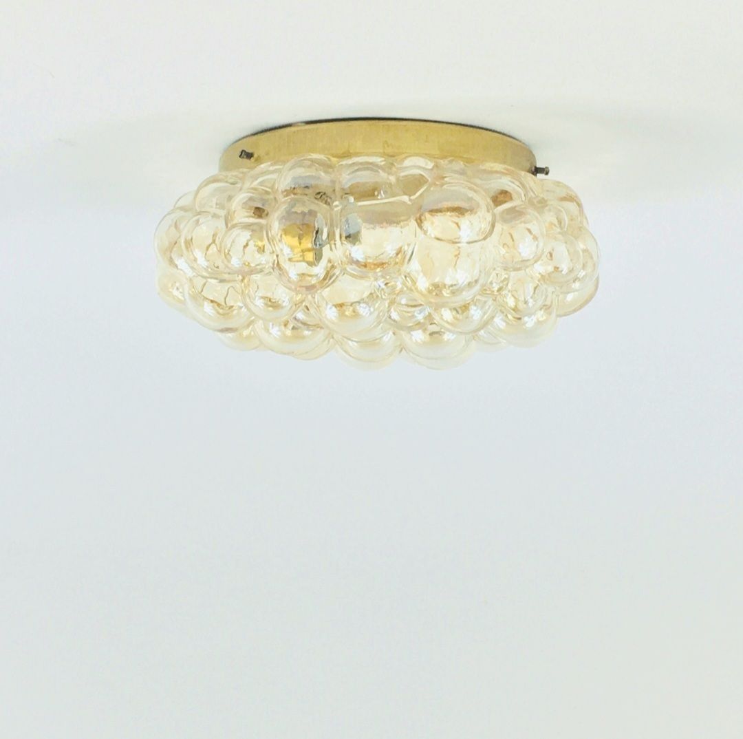 Mid Century Amber Bubble Glass Ceiling Light By Helena Tynell For Limburg, Germany, 1960s photo for sale
