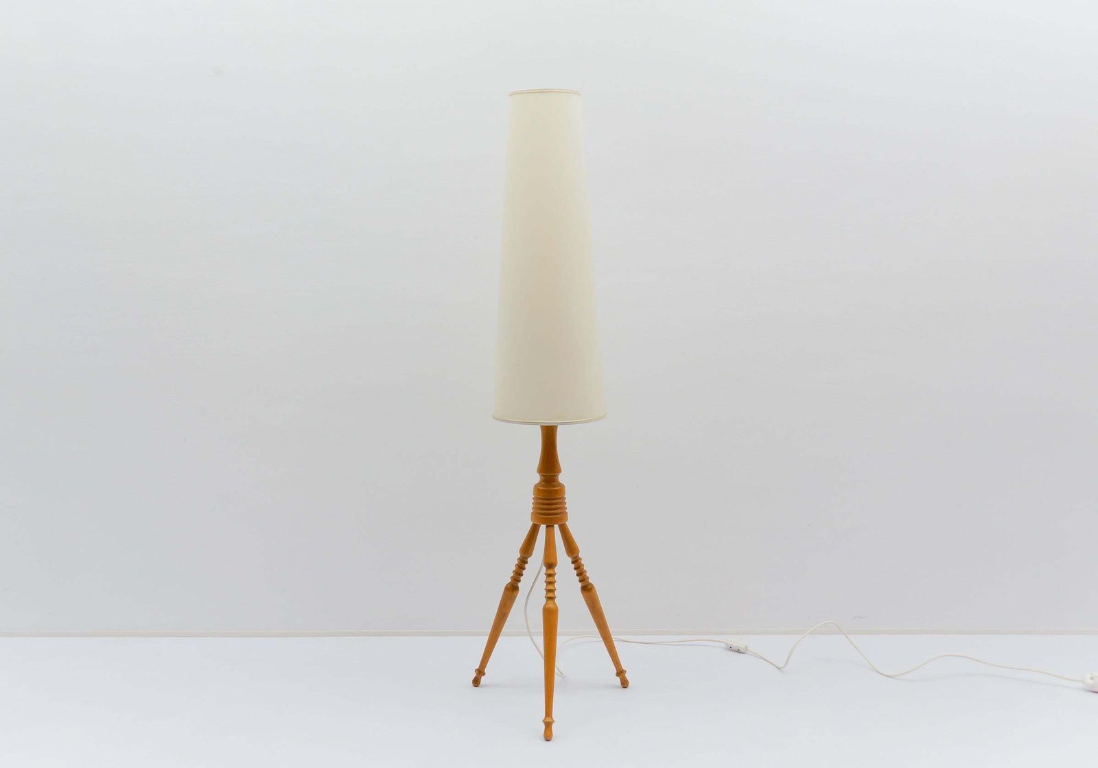 Lovely Mid Century Modern Floor Lamp In Wood, 1960s, France photo Lighting