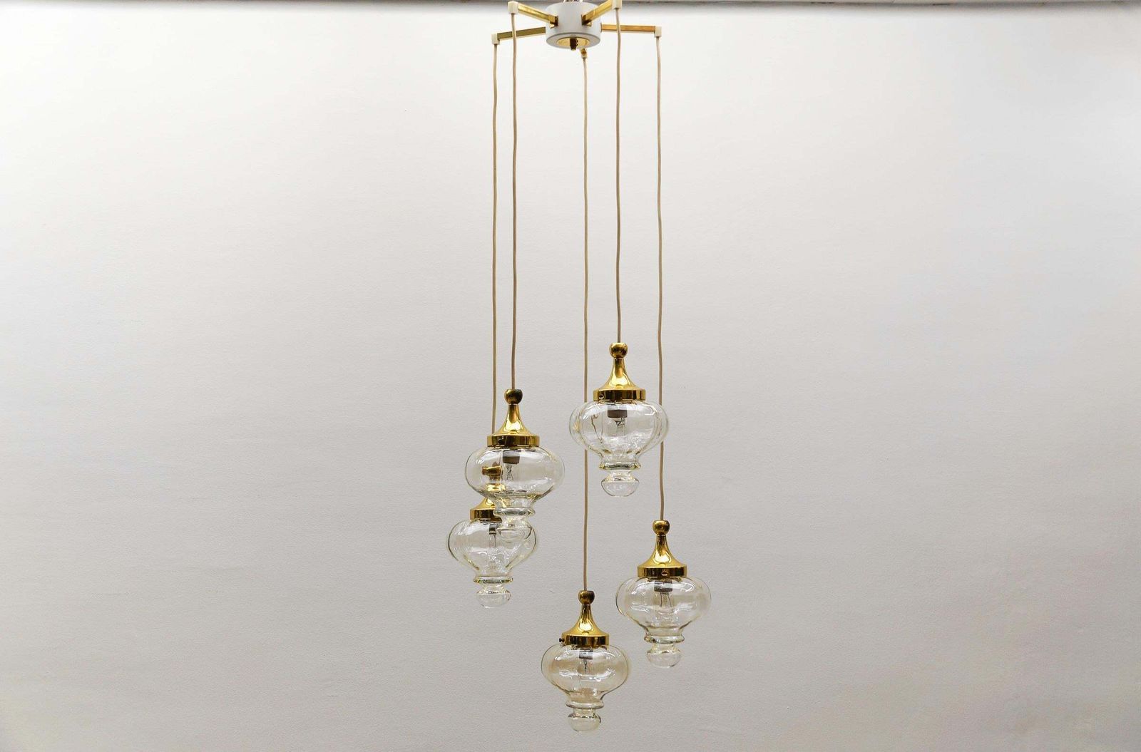 Lovely Amber And Gold Mid Century Modern Cascading Lamp By Wila, 1960s Germany photo Lighting