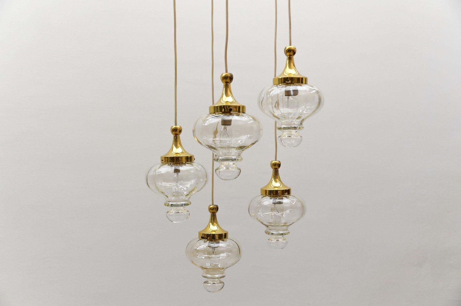 Lighting Lovely Amber And Gold Mid Century Modern Cascading Lamp By Wila, 1960s Germany photo