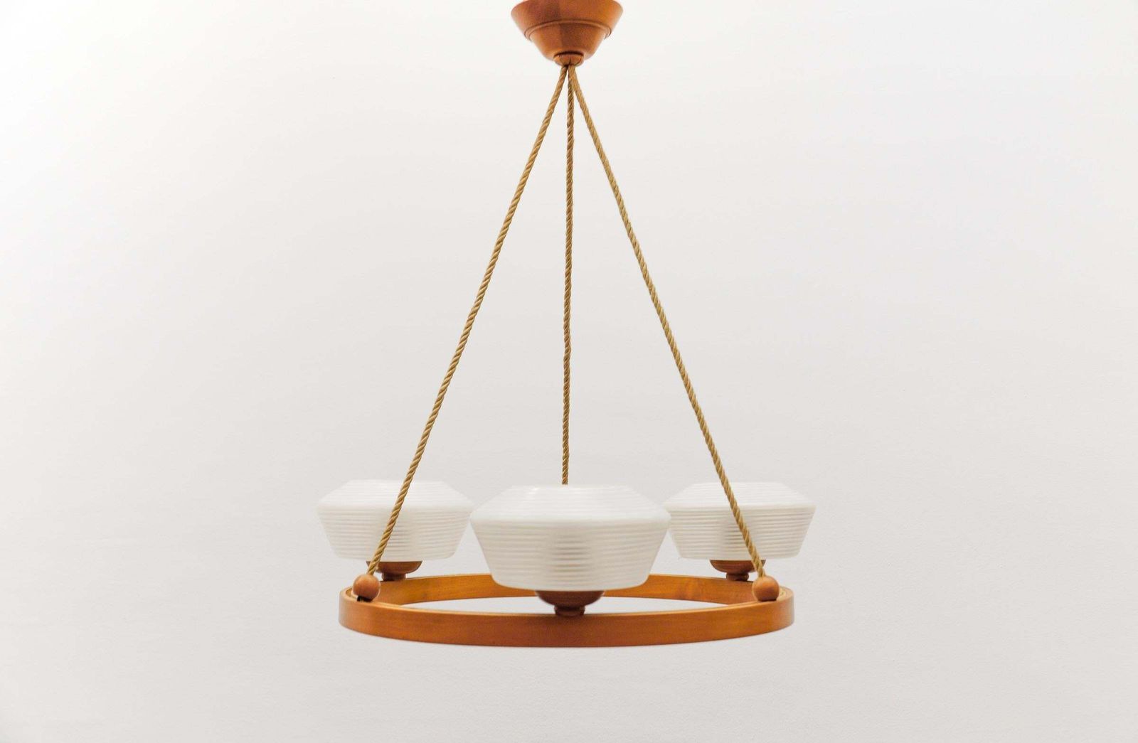 Lovely Round Plywood Scandinavian Mid Century Modern Ceiling Lamp, 1950s photo for sale